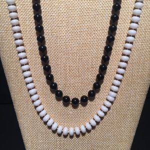 Black & White Plastic Beaded Necklace